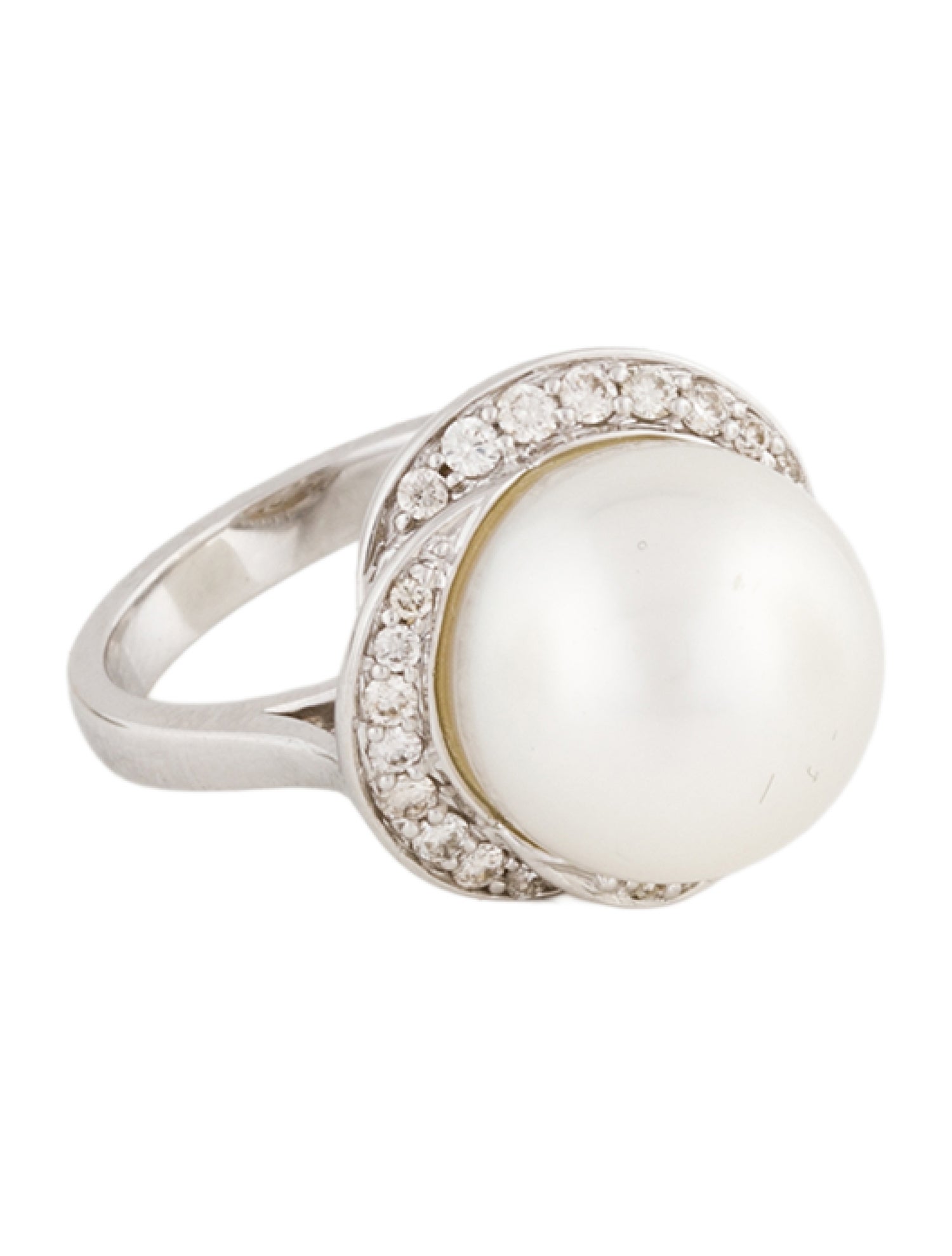 Ring 18K Pearl & Diamond Floral Cocktail