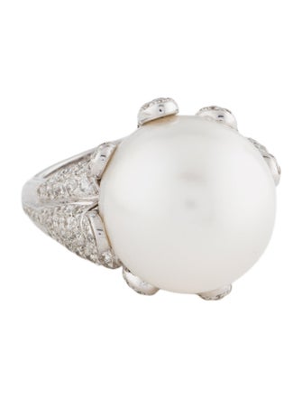 Ring 18K Pearl & Diamond Cocktail Ring