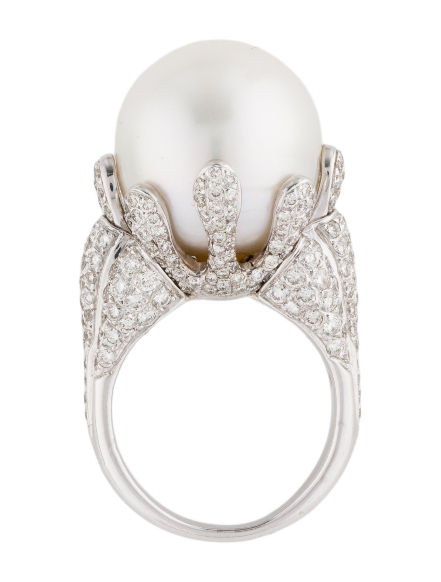 Ring 18K Pearl & Diamond Cocktail Ring