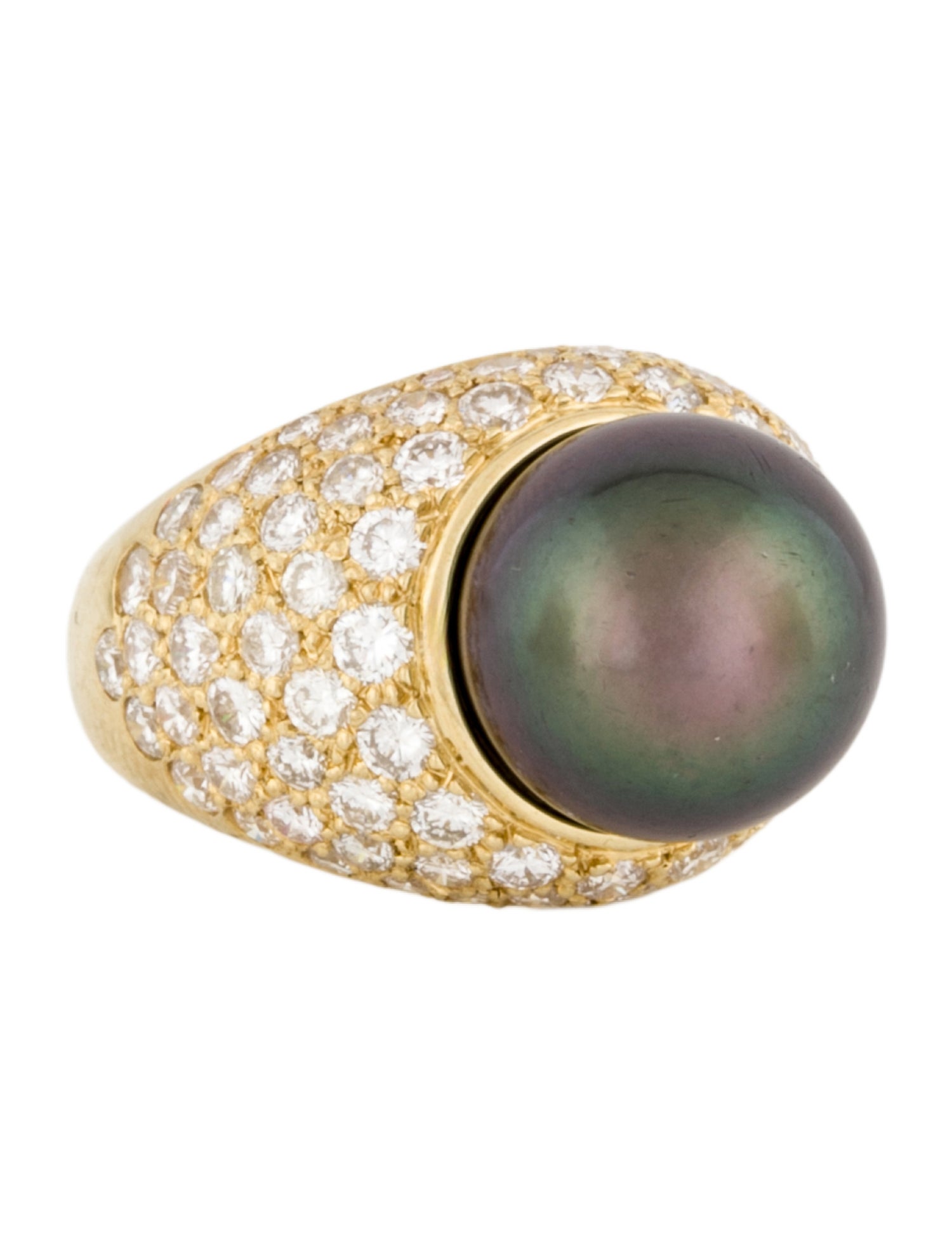 Ring 18K Pearl & Diamond Cocktail Ring