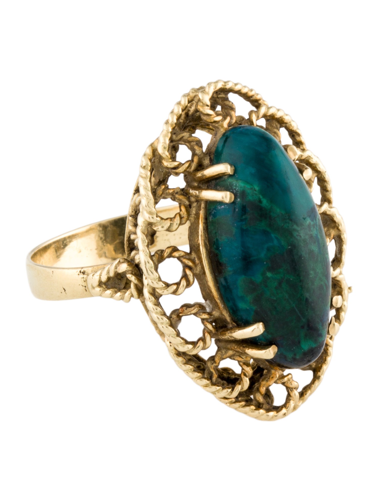 Ring 14K Chrysocolla Cocktail Ring