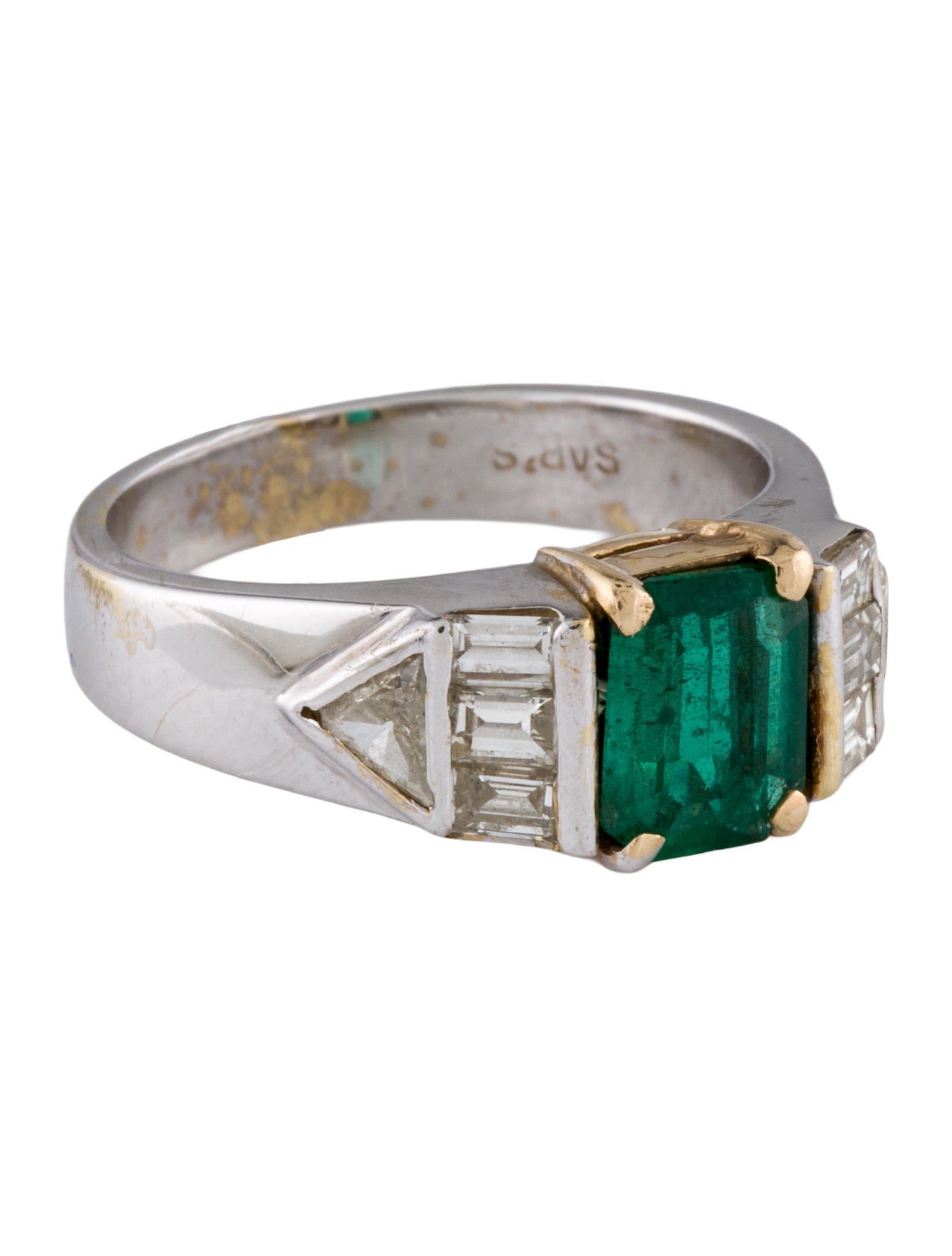 Ring 14K Emerald & Diamond Cocktail Ring
