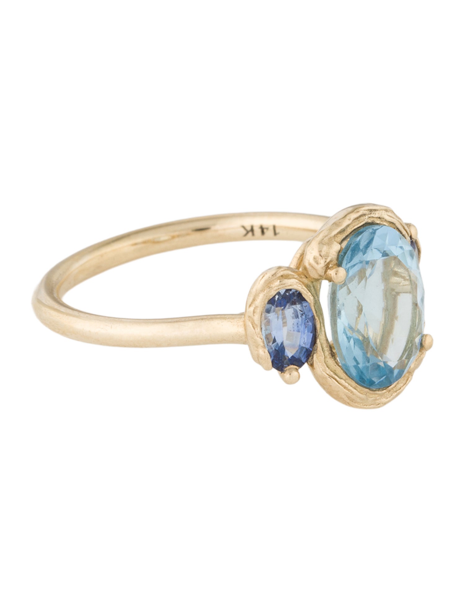 Ring 14K 1.68ct Aquamarine & Sapphire Cocktail Ring