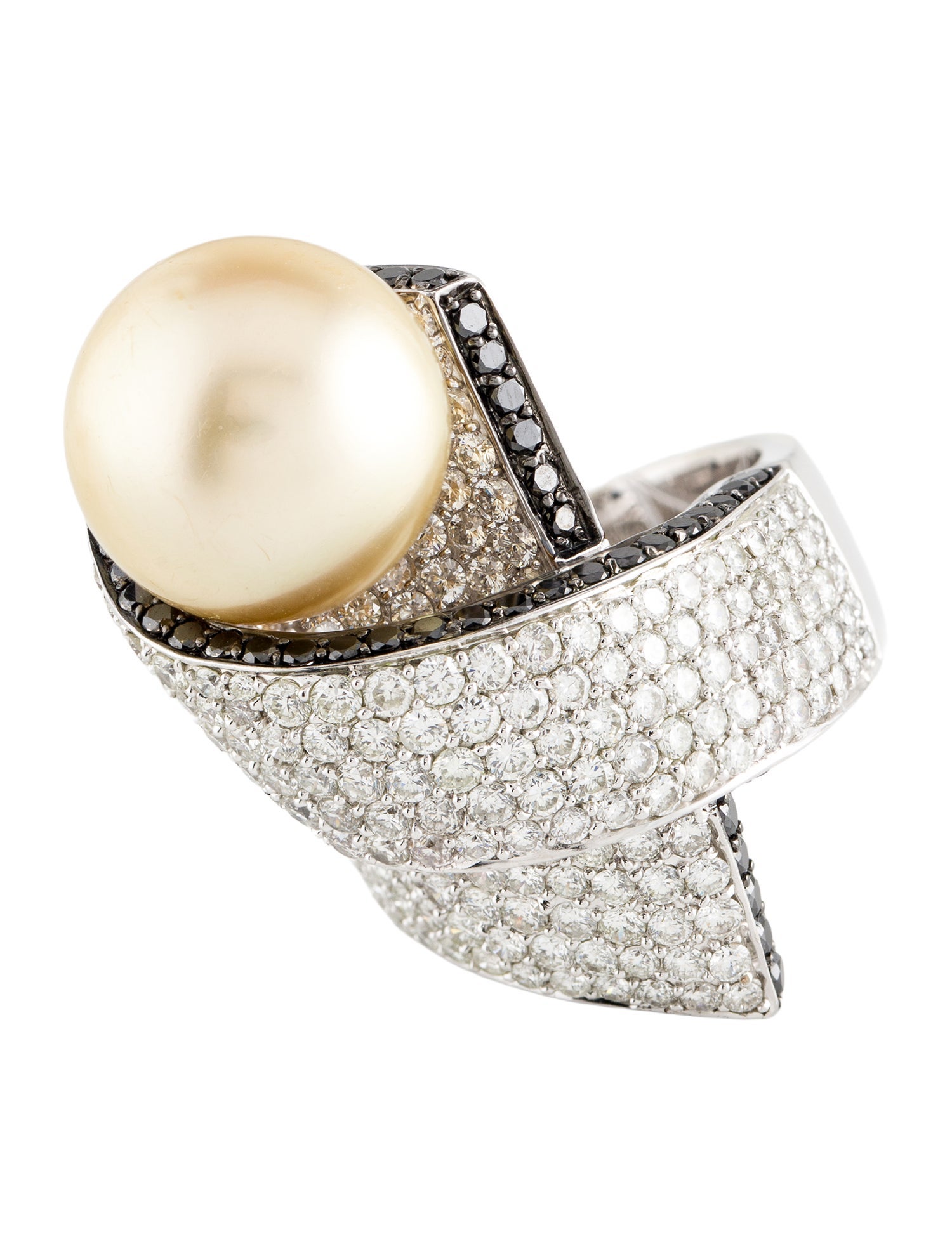 Ring 18K Pearl & 4.61ctw Diamond Cocktail