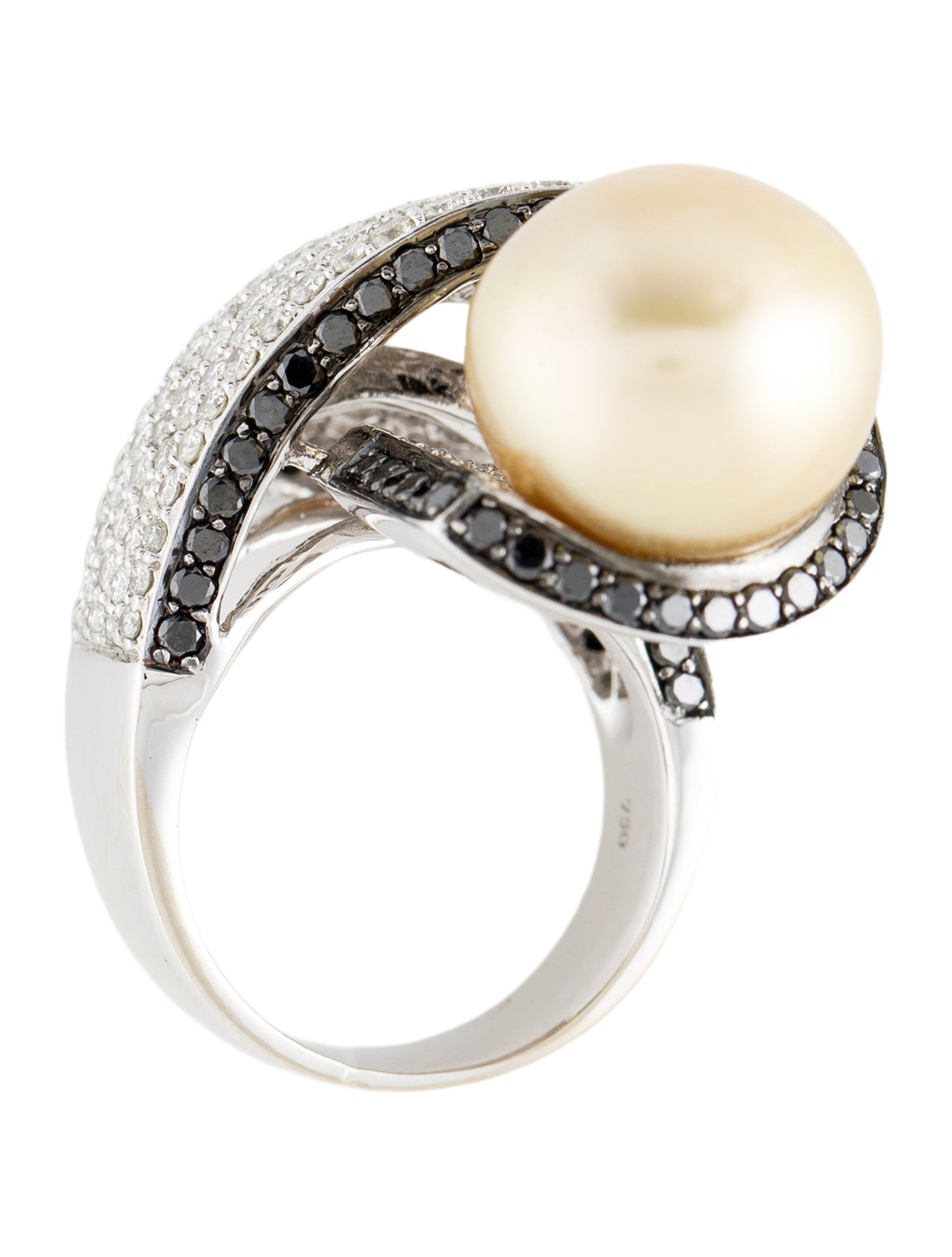 Ring 18K Pearl & 4.61ctw Diamond Cocktail Ring