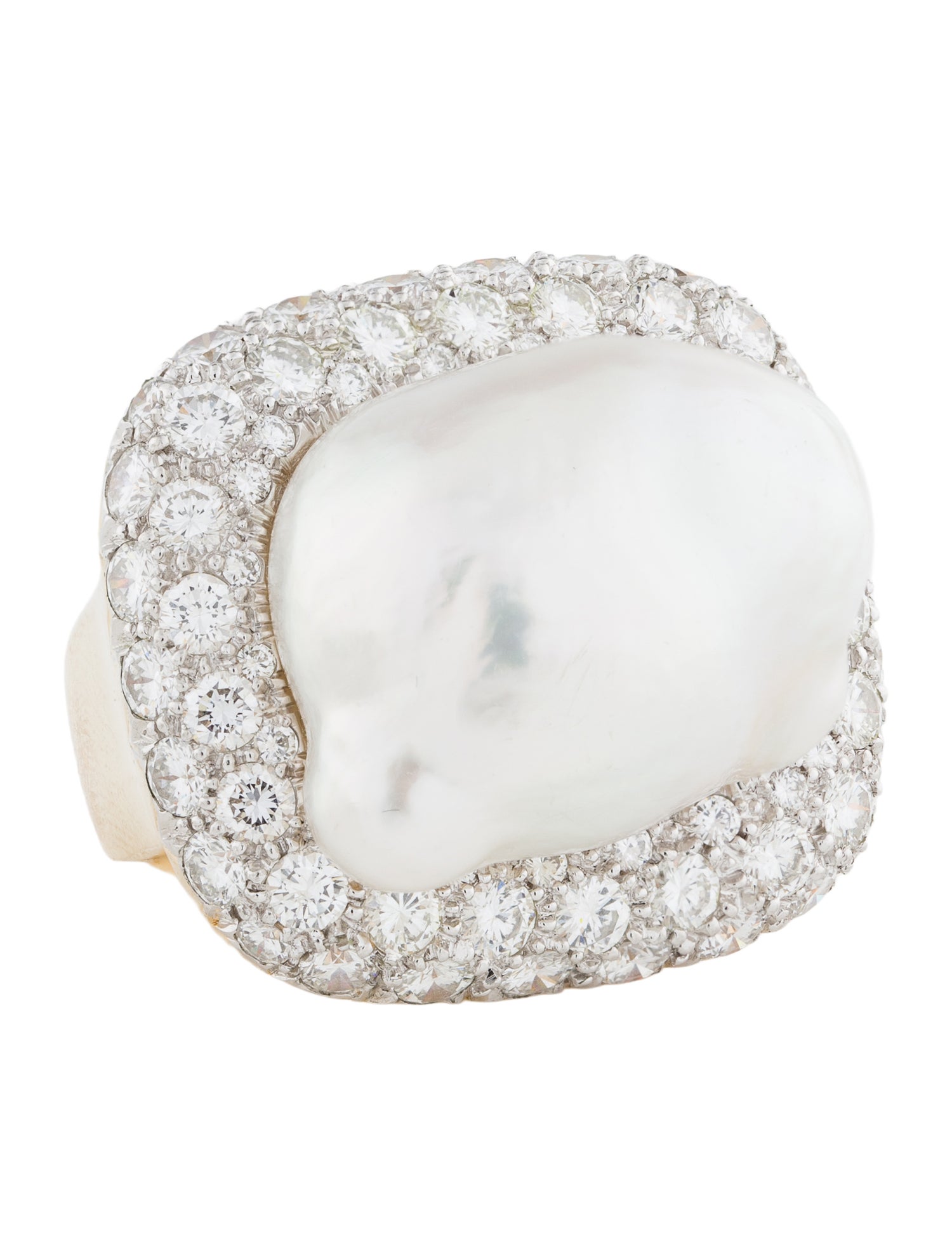 David Webb 18K Pearl & 3.41ctw Diamond Cocktail Ring
