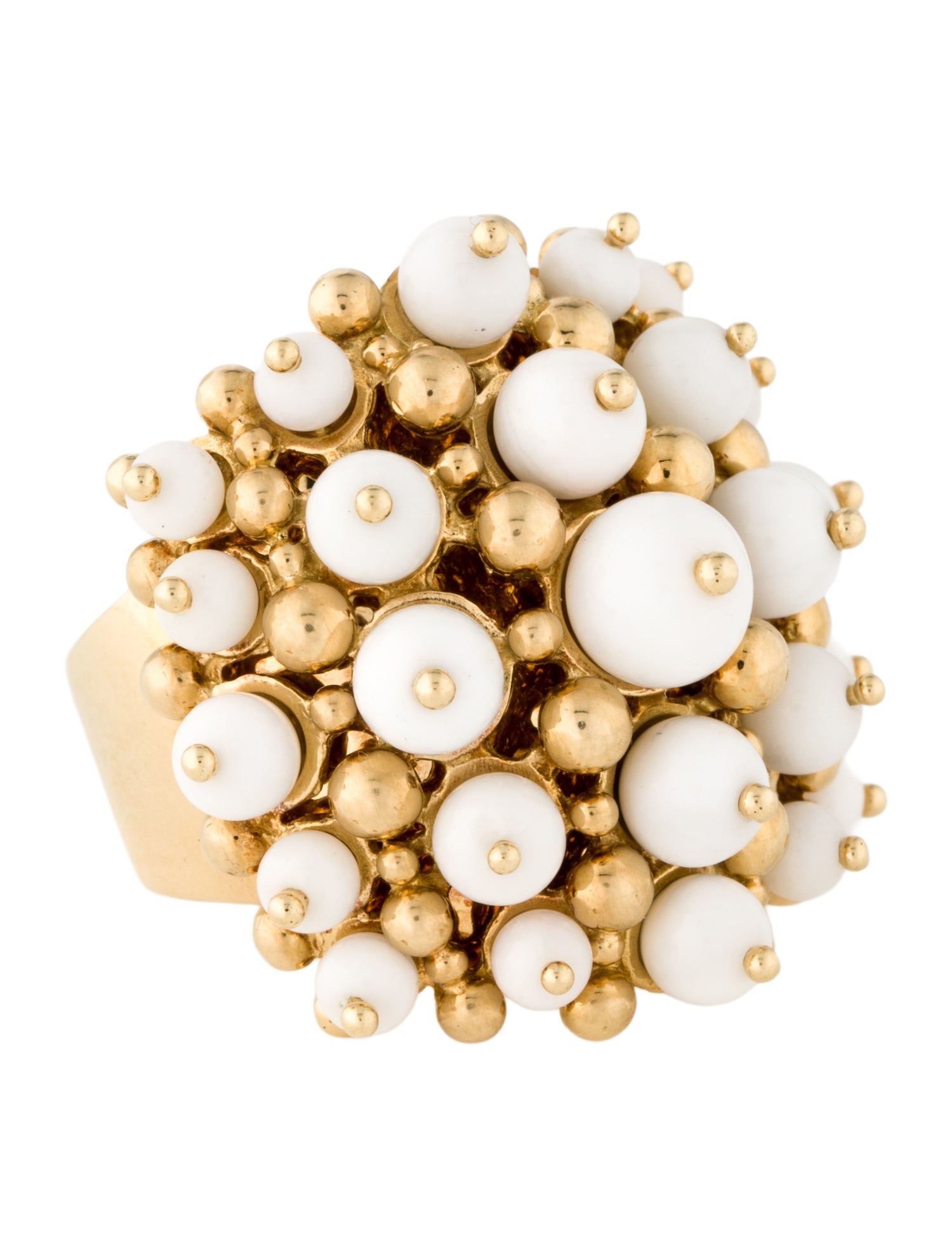 Ring 18K Ceramic Bead Cluster Cocktail