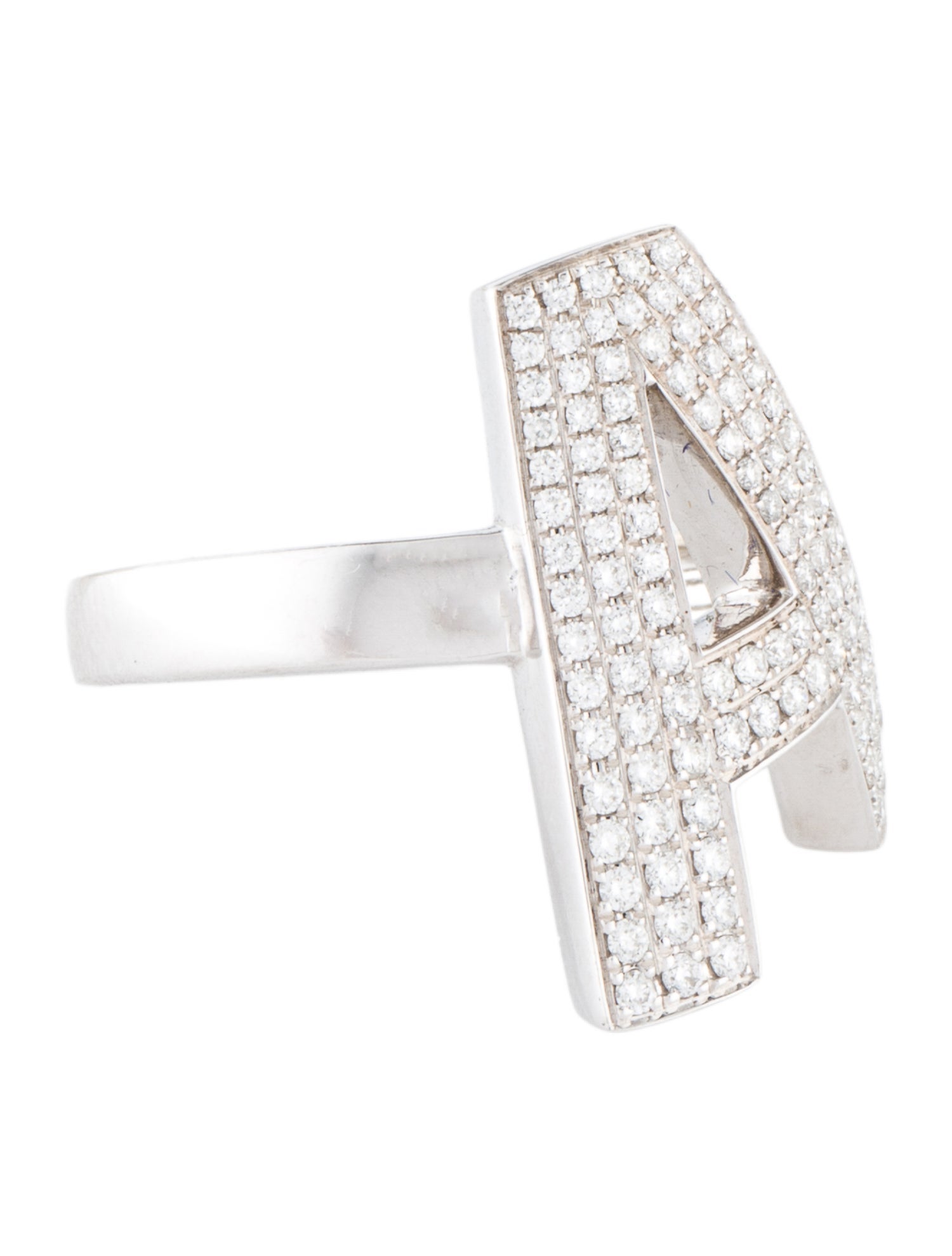 Ring 14K Diamond Letter 'A' Cocktail