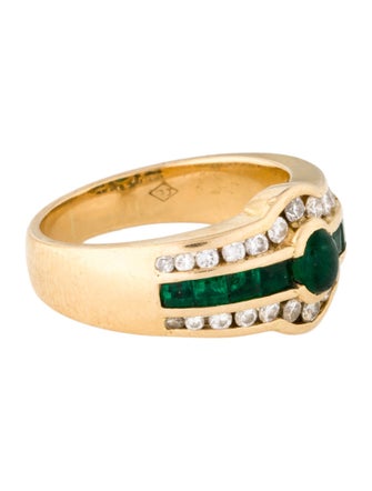 Ring 18K Emerald & Diamond Cocktail Ring