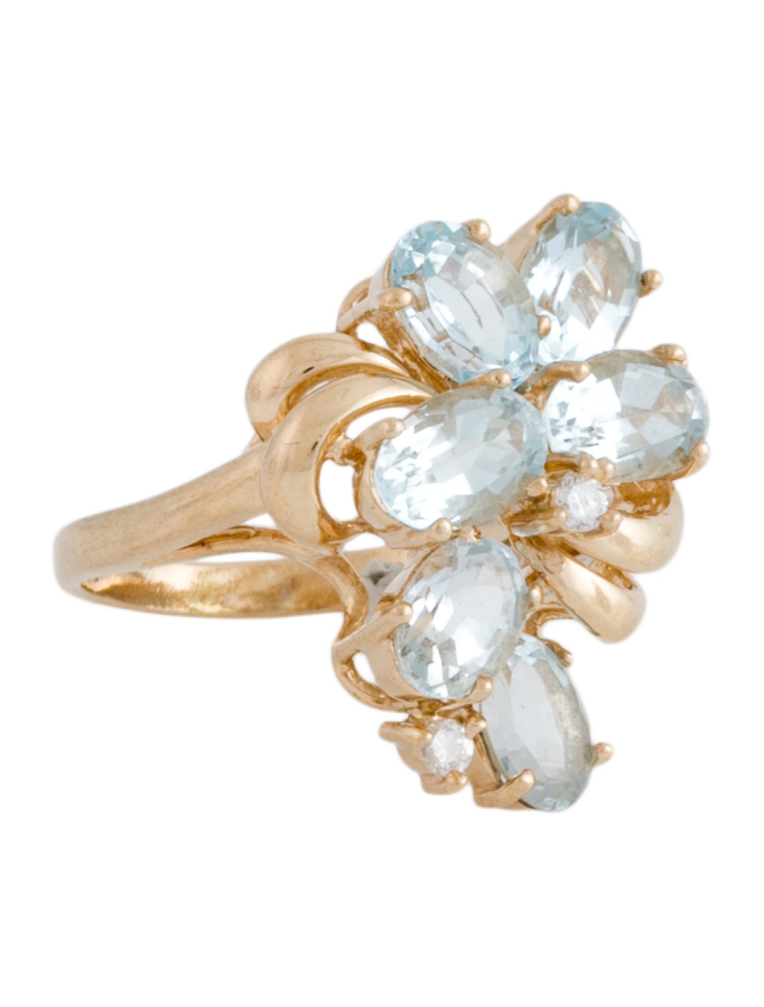 Ring 14K 3.48ctw Topaz & Diamond Cocktail
