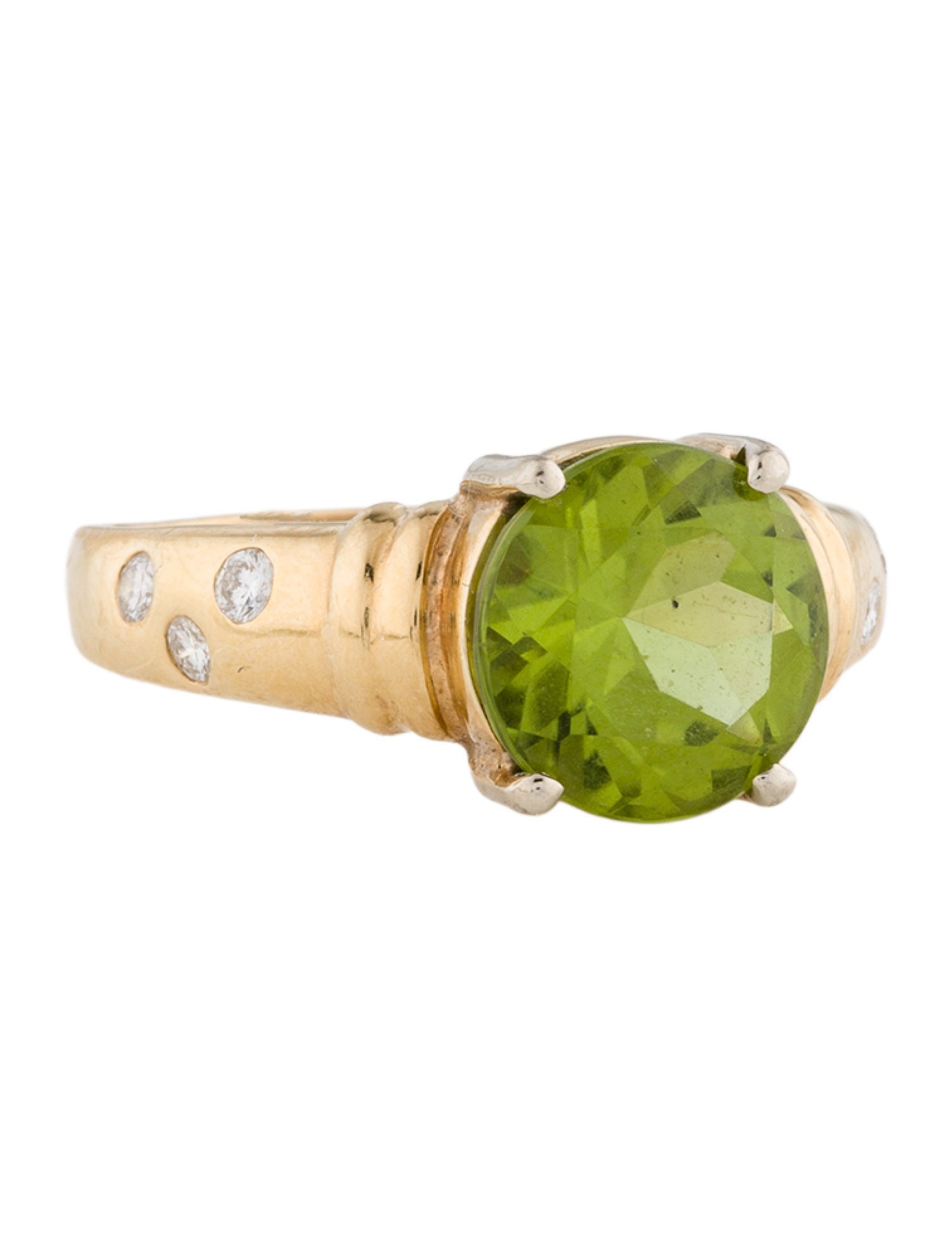 Ring 3.78ct Peridot & Diamond Cocktail Ring