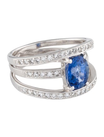 Ring 14K 2.16ct Sapphire & Diamond Cocktail Ring