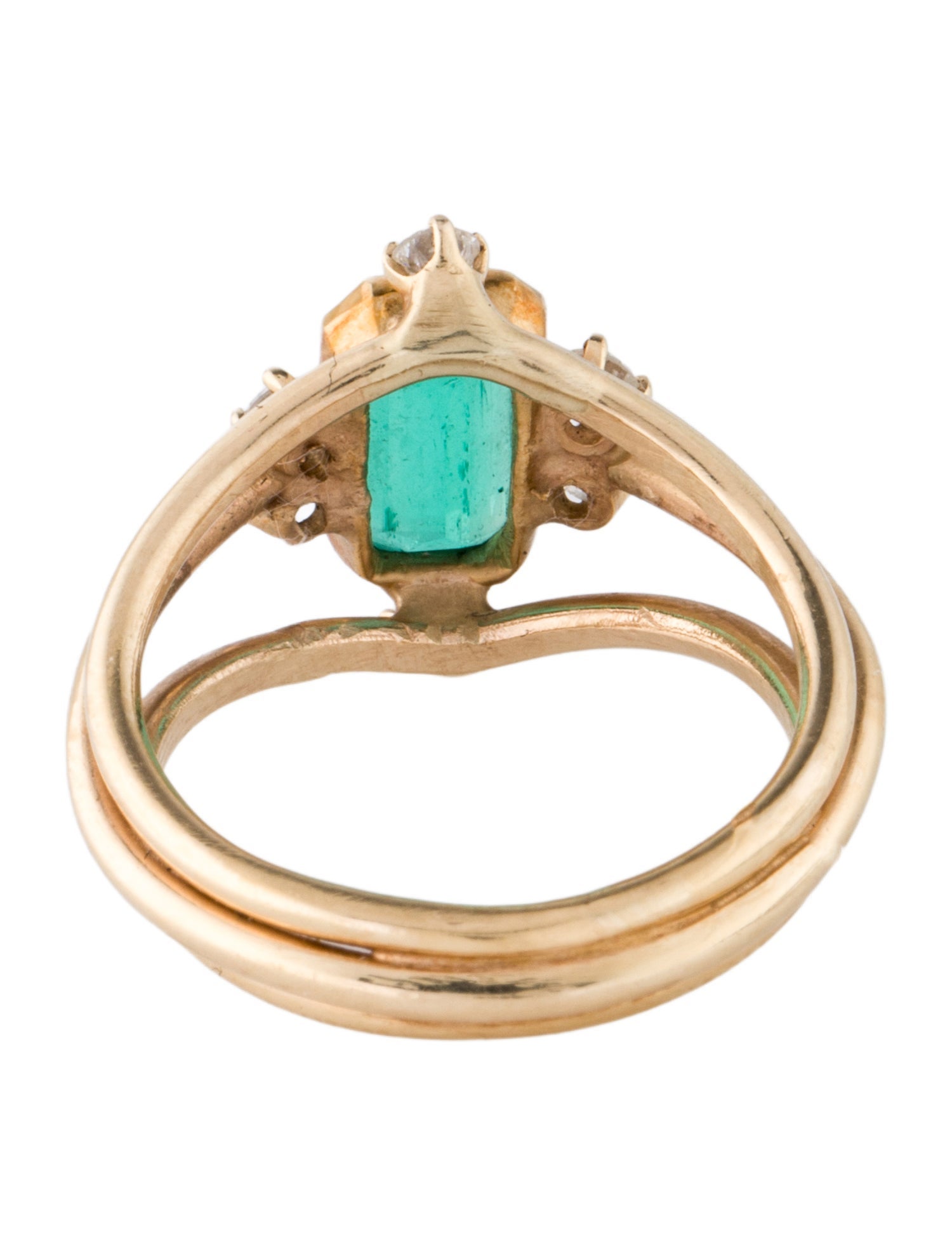 Ring 14K Emerald & Diamond Cocktail Ring