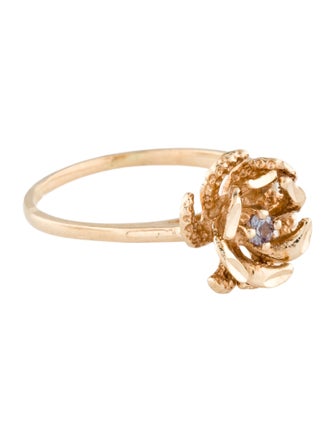 Ring 10K Synthetic Sapphire Flower Cocktail Ring