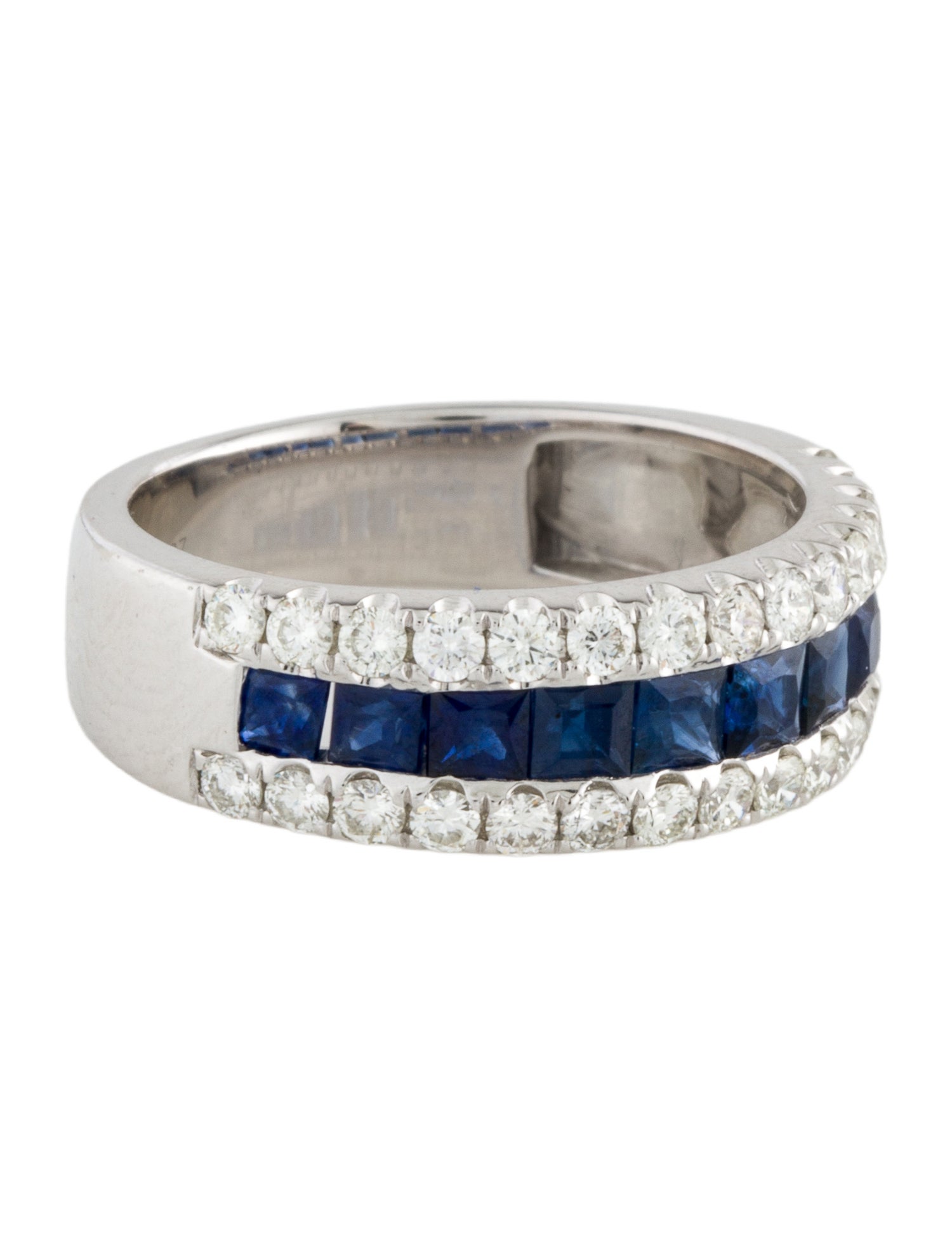 Ring 14K Sapphire & Diamond Half-Eternity Band