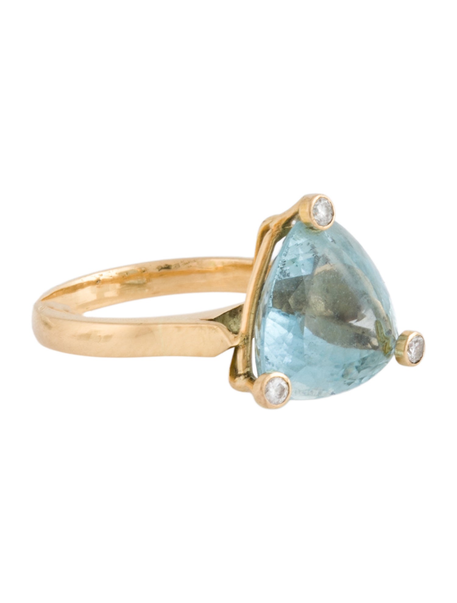 Ring 14K Aquamarine & Diamond Cocktail Ring