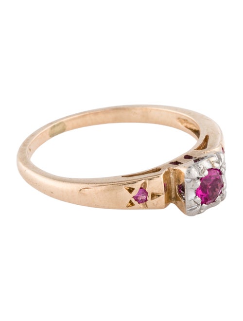 Ring Retro 14K Synthetic Sapphire & Sapphire Cocktail Ring