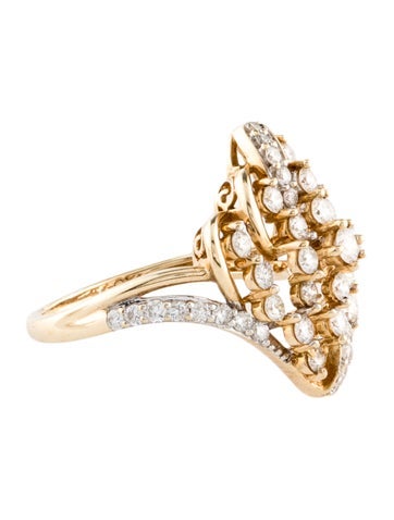 Ring Cocktail 10K 1.18ctw Diamond 6.75