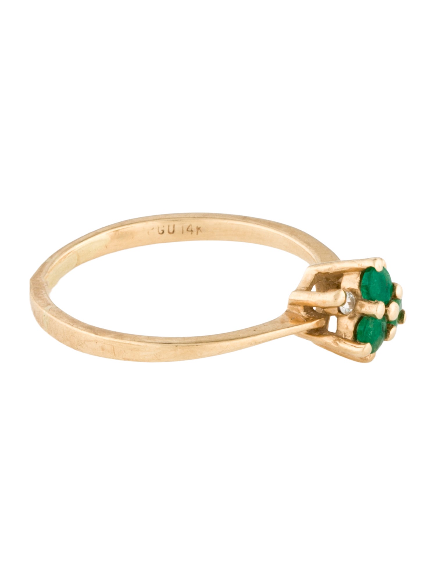 Ring 14K Emerald & Diamond Cocktail