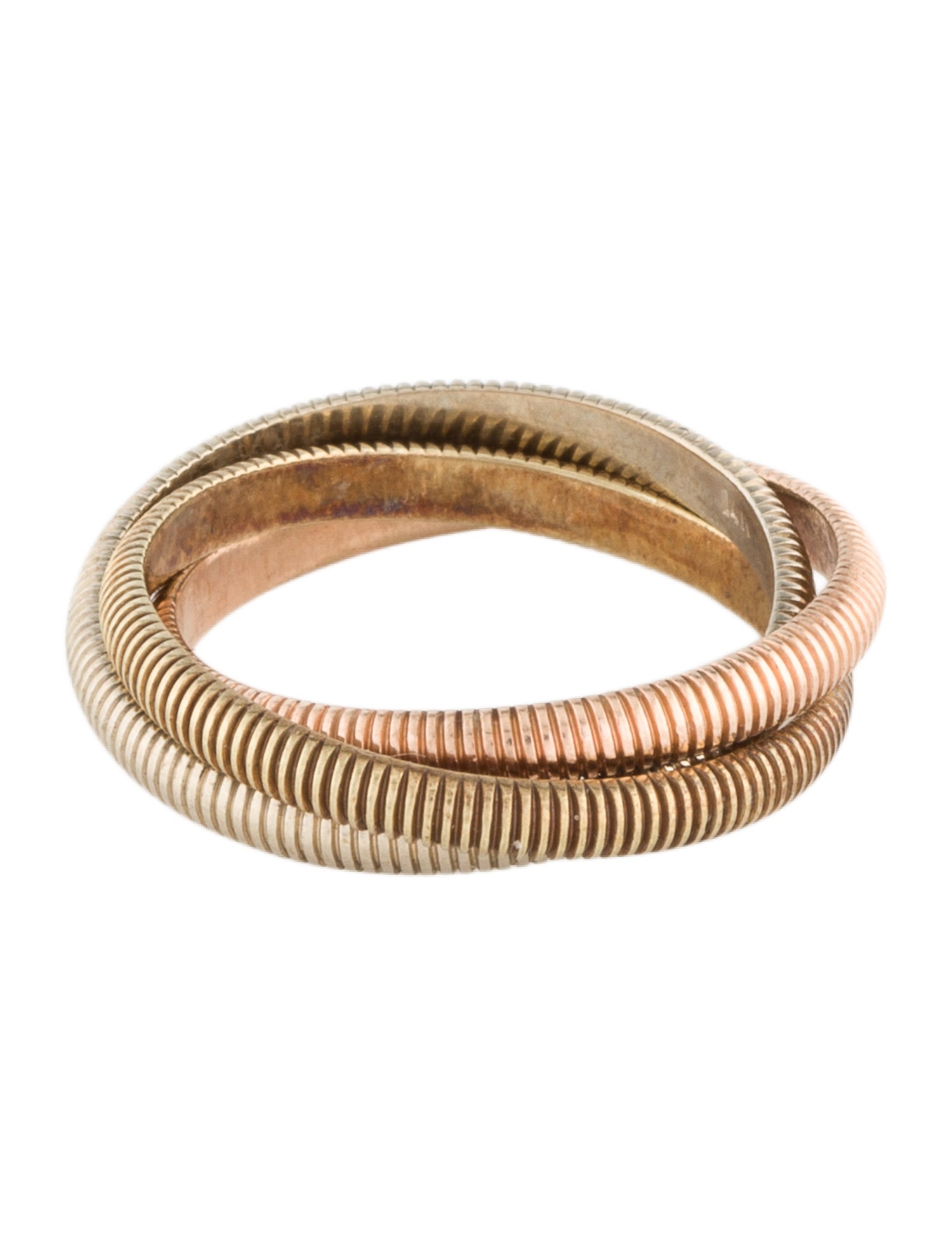 Ring 14K Tri-Tone Textured Rolling