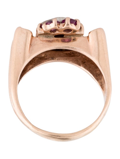 Ring Retro 14K Diamond & Ruby Cocktail Ring