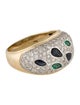 Ring 14K Sapphire, Emerald & Diamond Dome Ring