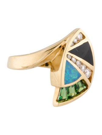 Ring 18K Diamond & Multistone Cocktail Ring