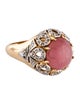 Ring 14K 6.69ct Rhodochrosite & Diamond Cocktail Ring