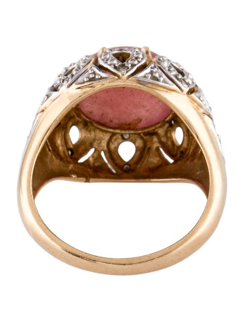 Ring 14K 6.69ct Rhodochrosite & Diamond Cocktail Ring
