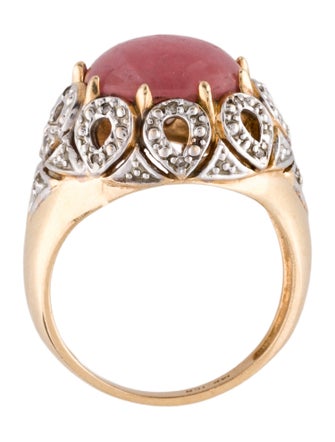 Ring 14K 6.69ct Rhodochrosite & Diamond Cocktail Ring