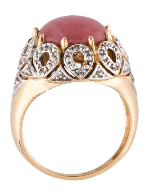 Ring 14K 6.69ct Rhodochrosite & Diamond Cocktail Ring