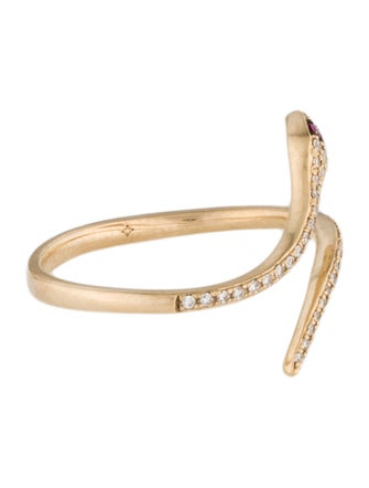 Ring 14K Ruby & Diamond Snake Cocktail Ring