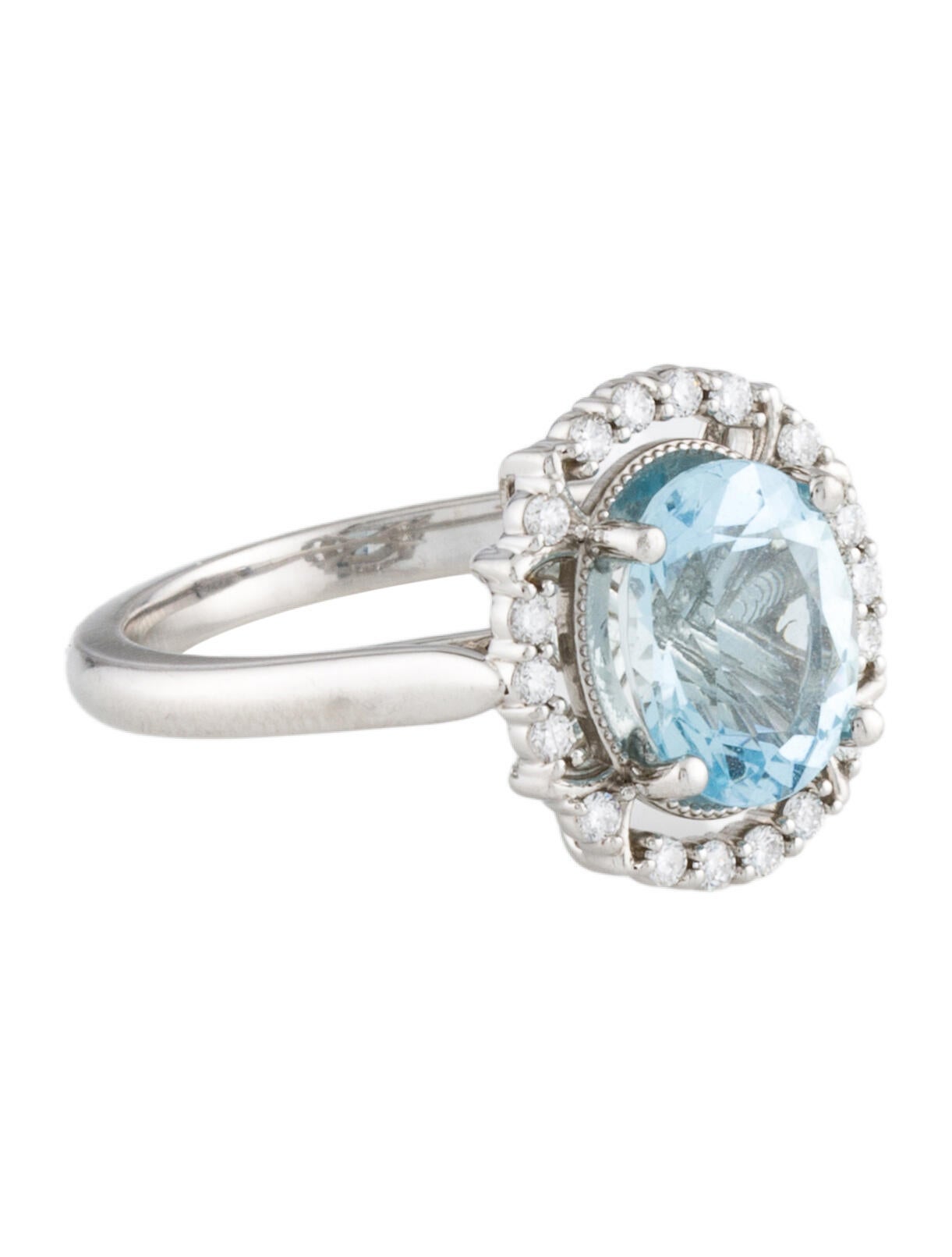 Ring Platinum Aquamarine & Diamond Cocktail Ring