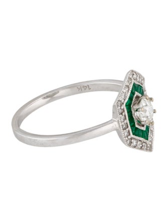Ring 14K Diamond & Emerald Cocktail Ring