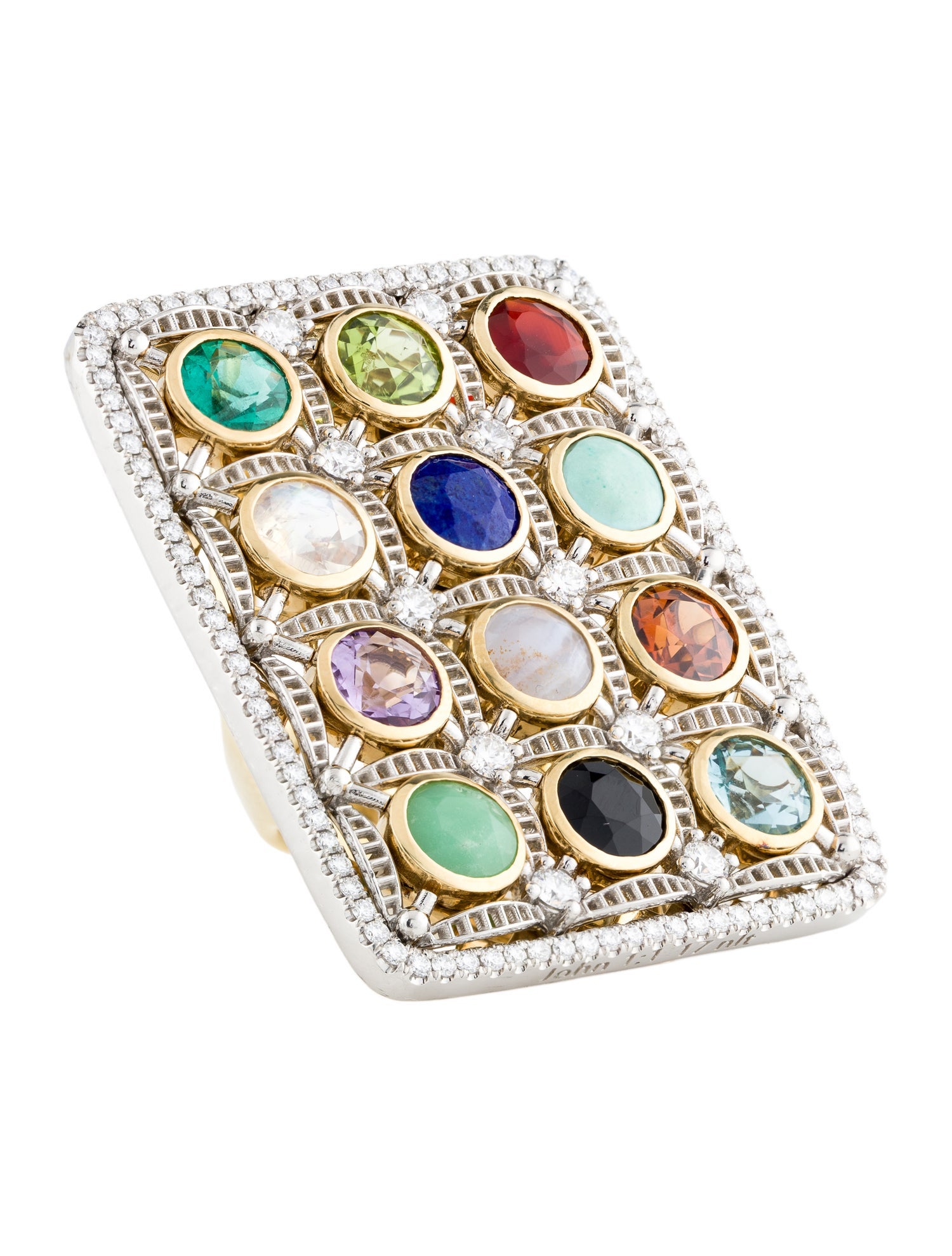 Ring 18K Diamond & Multi-Stone Twelve Tribes of Israel Cocktail