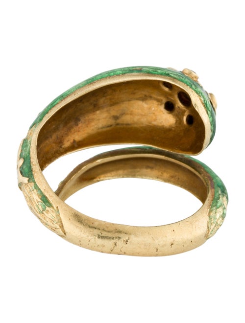 Ring 18K Ruby, Diamond & Enamel Bypass Cocktail Ring