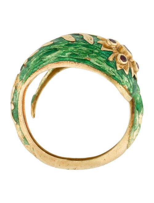 Ring 18K Ruby, Diamond & Enamel Bypass Cocktail Ring