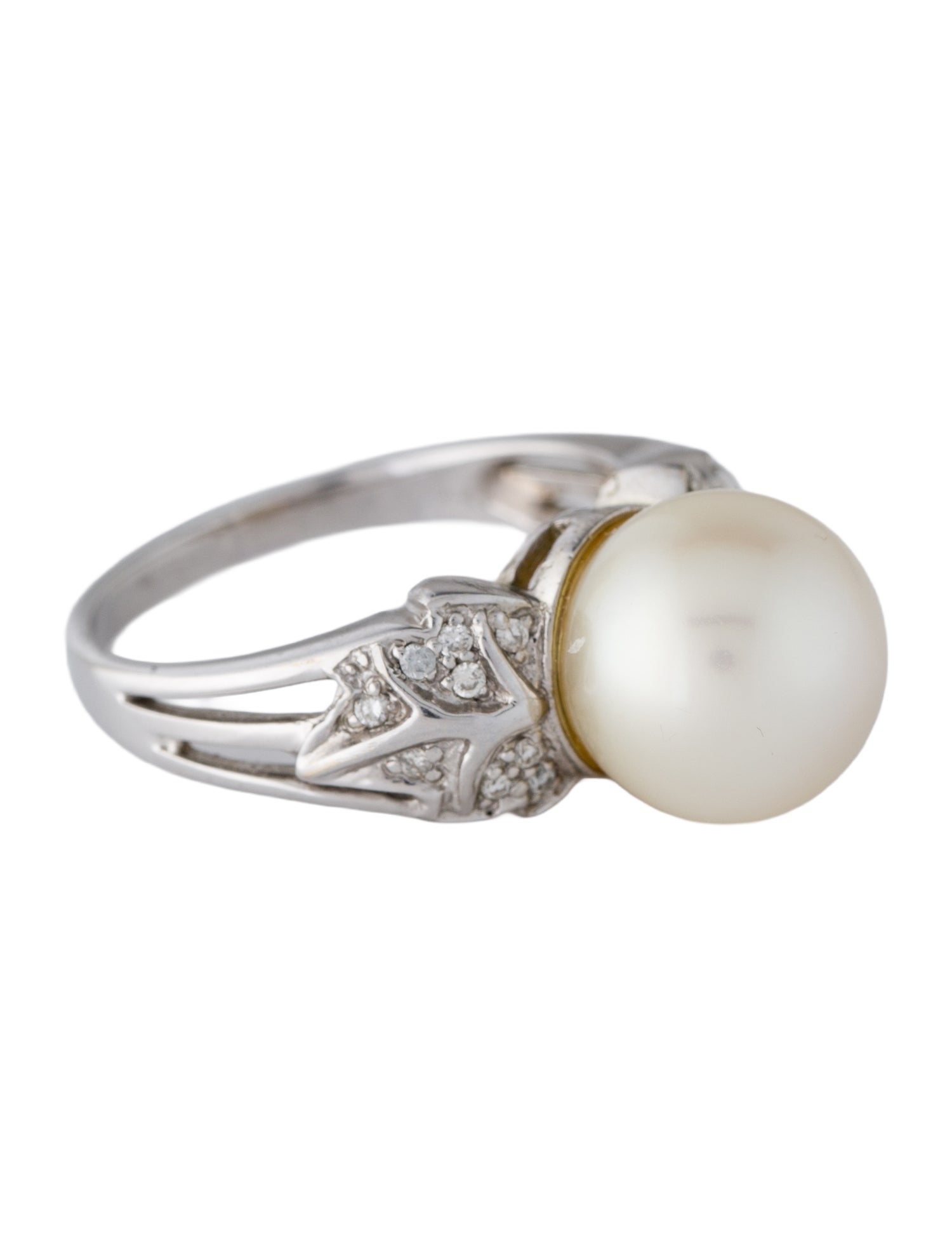 Ring 18K Pearl & Diamond Cocktail