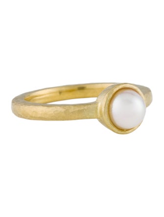 Ring 18K Pearl Hammered Ring