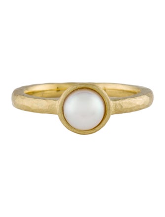 Ring 18K Pearl Hammered Ring