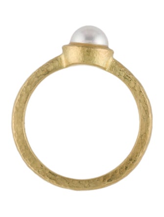 Ring 18K Pearl Hammered Ring