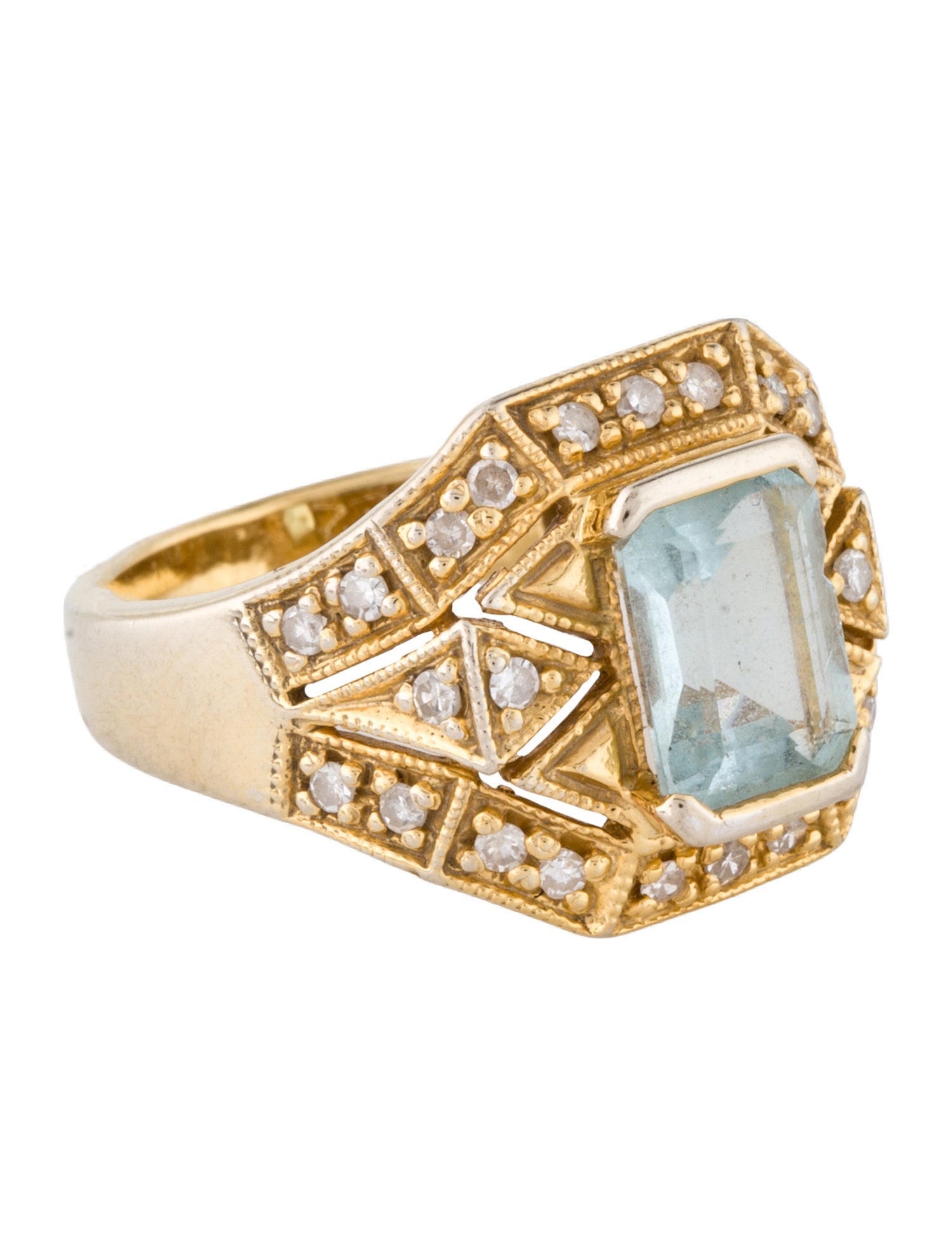 Ring 14K 1.58ctw Aquamarine & Diamond Cocktail