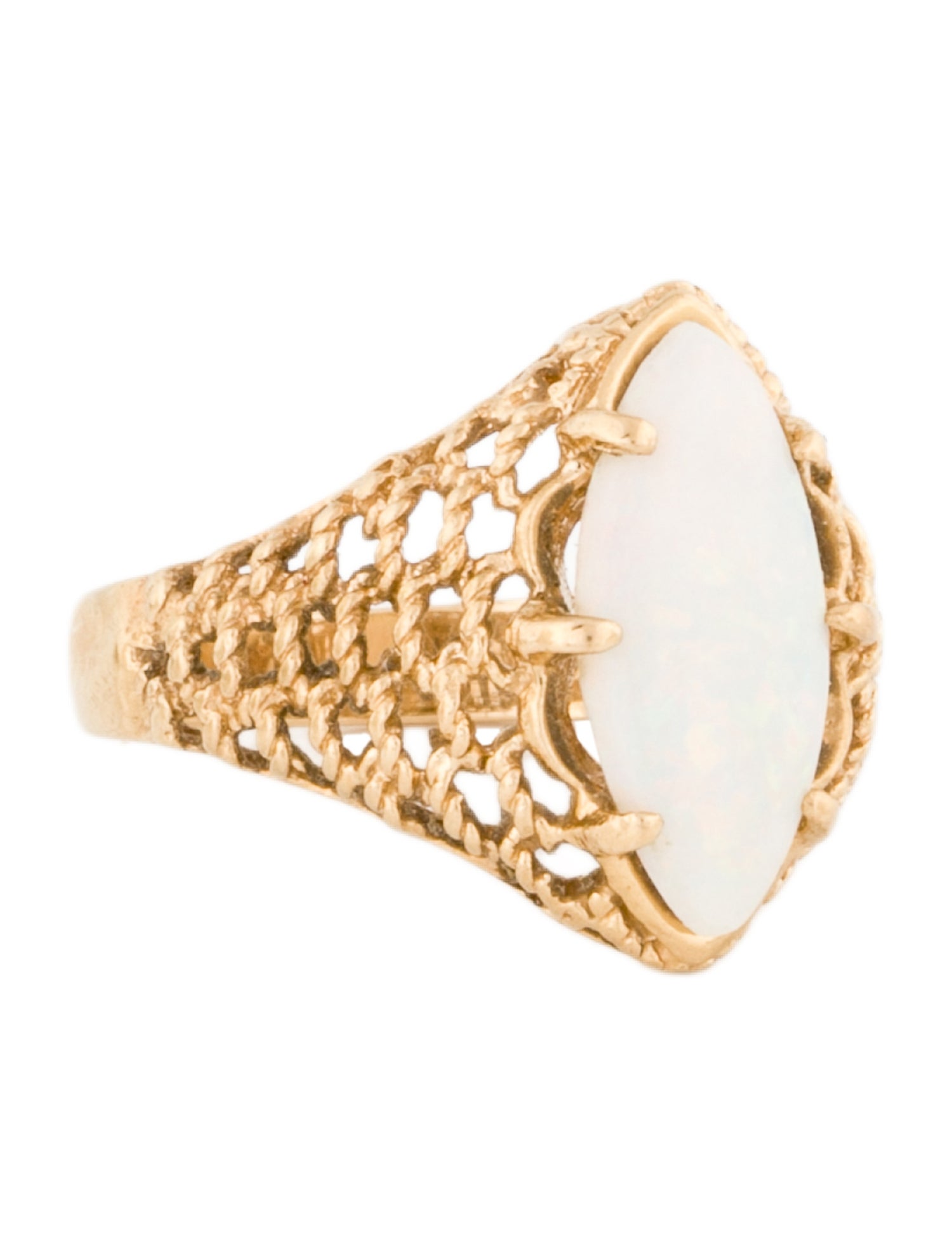 Ring 14K 1.16ct Opal Marquise Cocktail