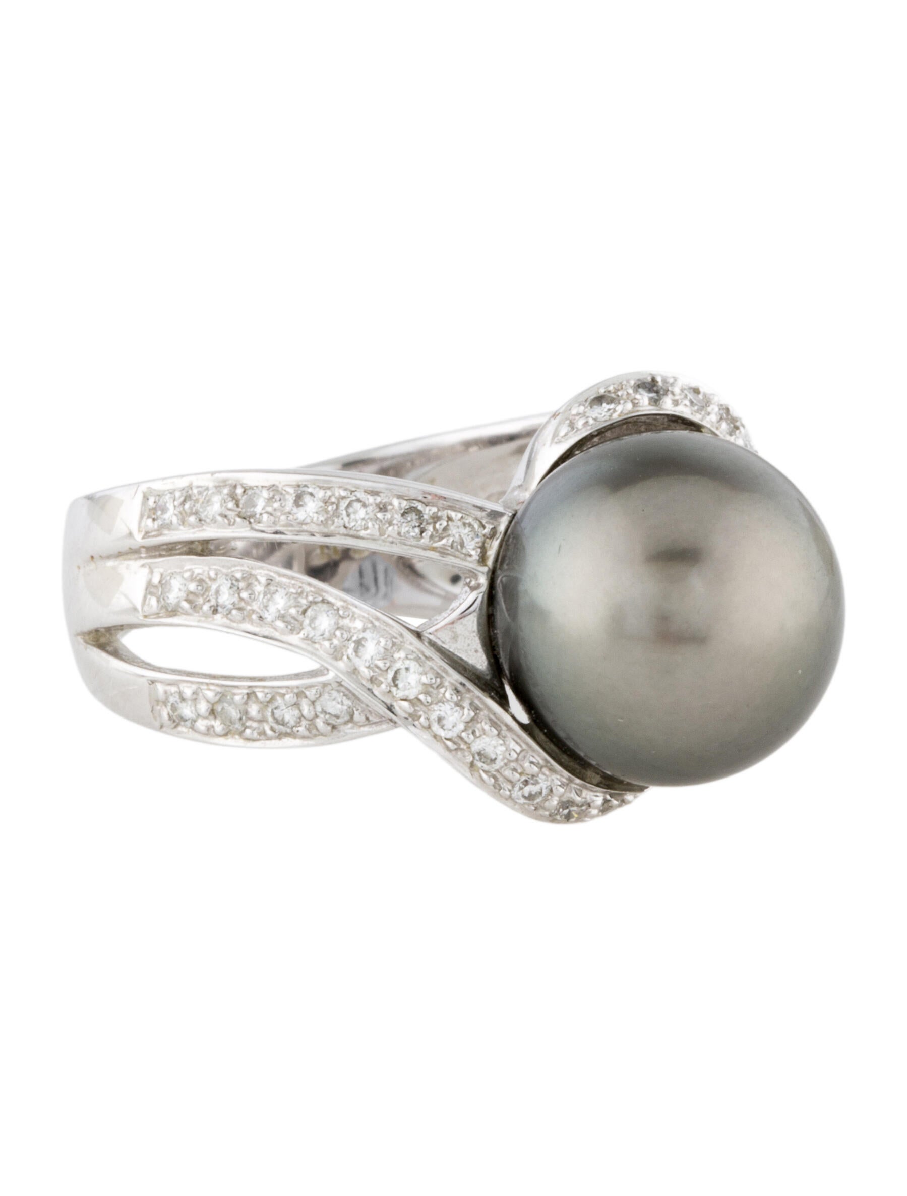 Ring 14K Pearl & Diamond Cocktail