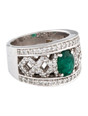 Ring 14K 1.02ct Emerald & Diamond Band