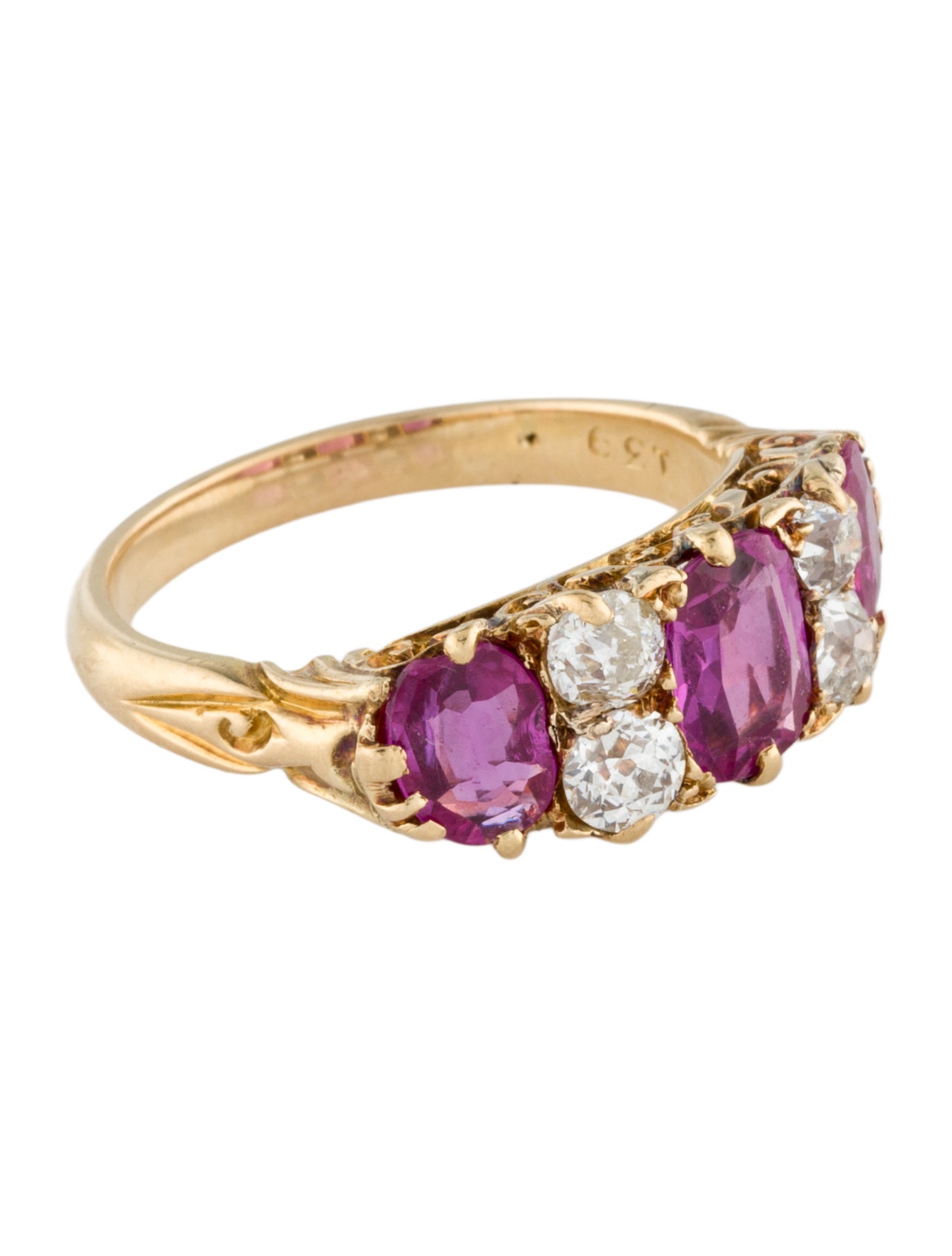 Ring Victorian 18K 1.33ctw Pink Sapphire & Diamond Cocktail
