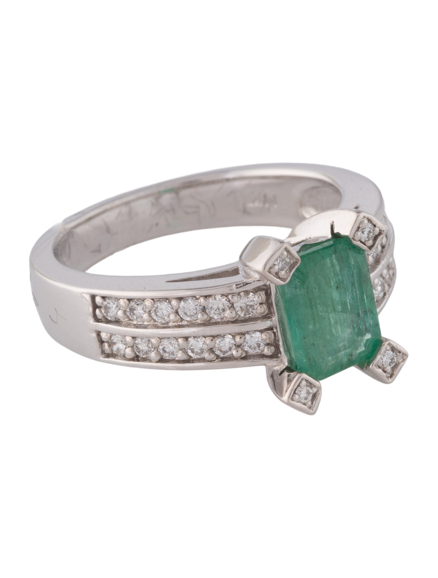 Ring 14K 1.25ct Emerald & Diamond Cocktail Ring