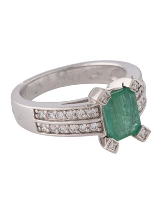 Ring 14K 1.25ct Emerald & Diamond Cocktail Ring
