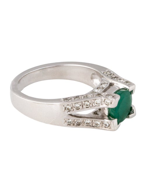 Ring 14K Emerald & Diamond Cocktail Ring