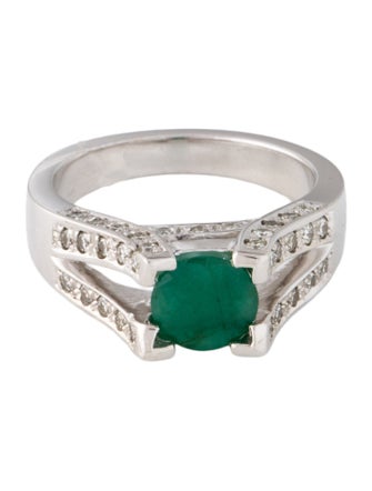 Ring 14K Emerald & Diamond Cocktail Ring